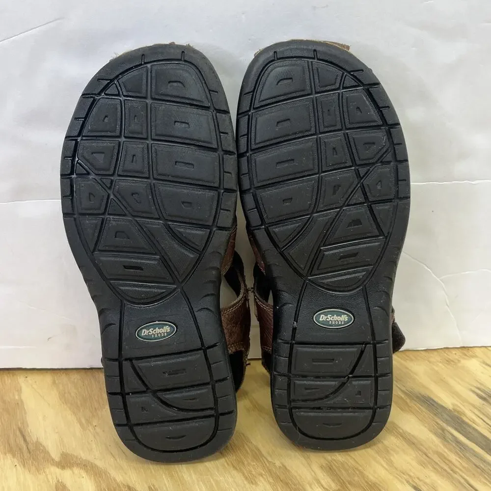Dr Scholls Camden Mens Brown Leather Fisherman Sandals Size 9 Memory Foam